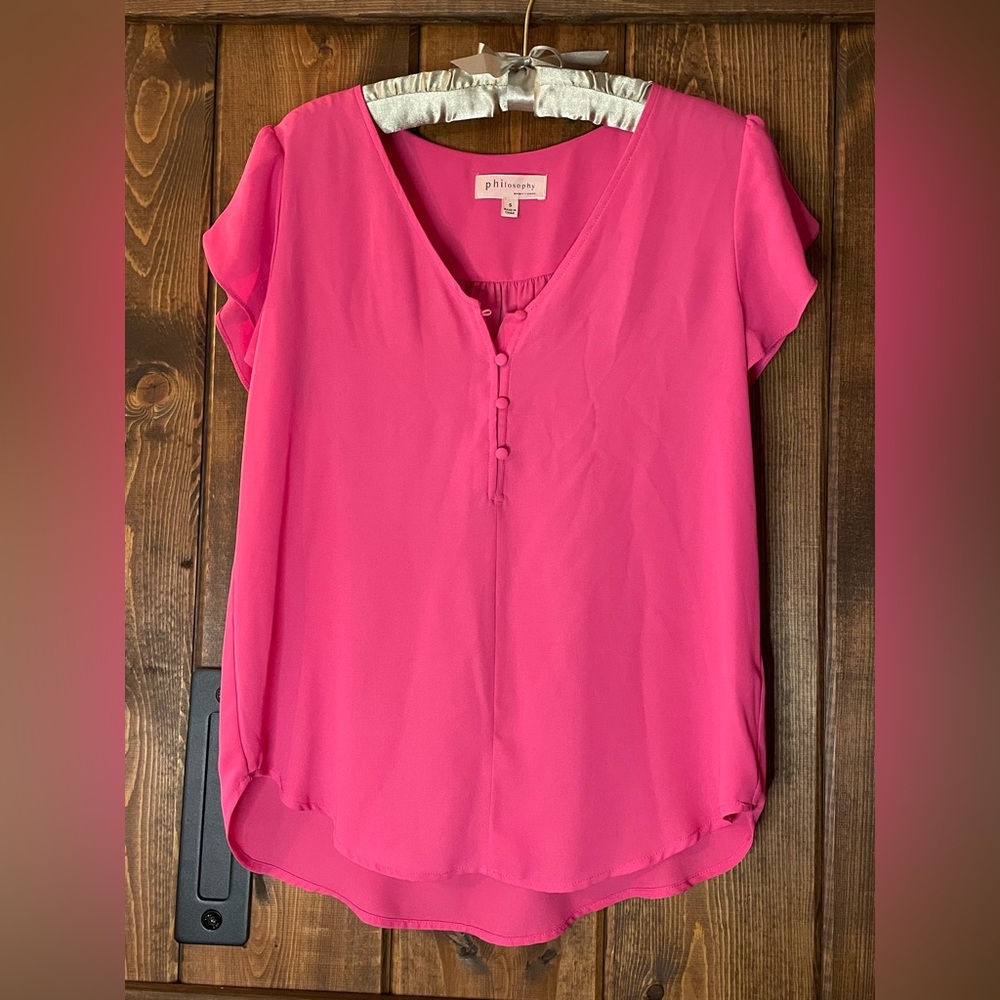 S Philosophy Bright Pink Flowy Women's Blouse
